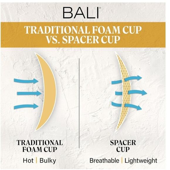 Bali Breathe 34DD Beige #3443 Breathable Underwire Convertible strap T-shirt Bra - Picture 9 of 10